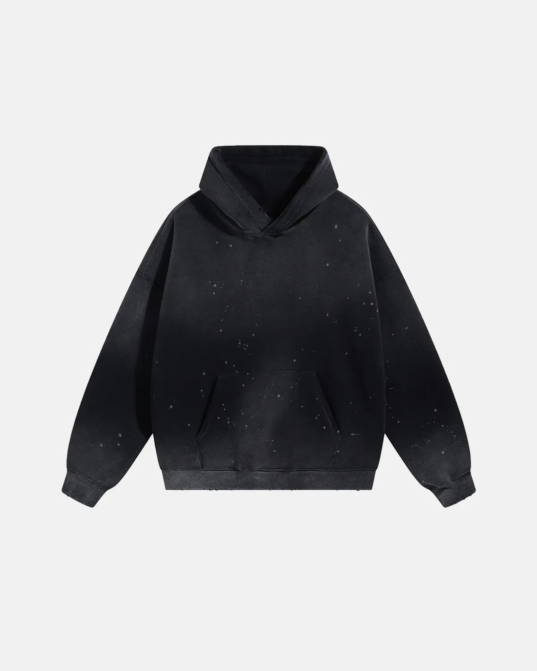 Acid-washed hooded sweatshirt with long sleeves and front kangaroo pocket
