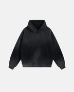 Acid-washed hooded sweatshirt with long sleeves and front kangaroo pocket