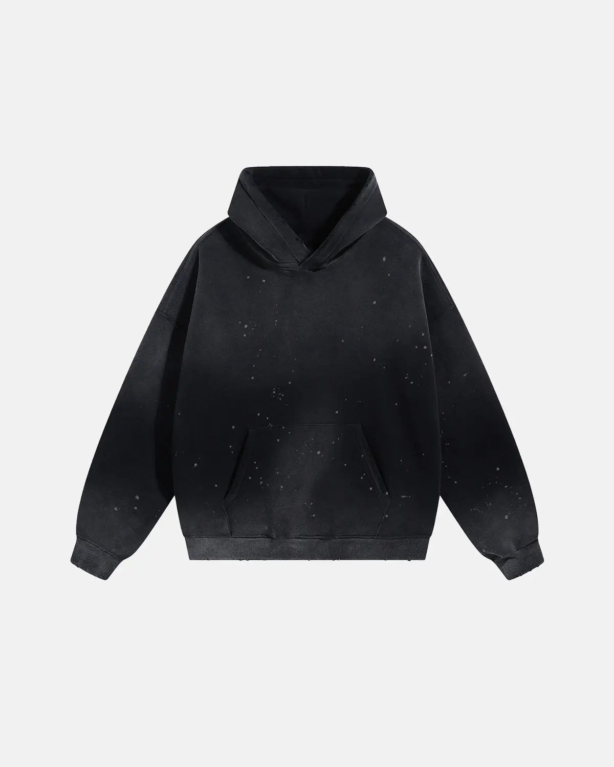 Acid-washed hooded sweatshirt with long sleeves and front kangaroo pocket