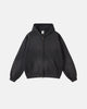 Unisex acid-washed zip-up hoodie with hood and front pockets