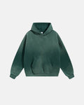 Acid-washed hooded sweatshirt with long sleeves and front kangaroo pocket