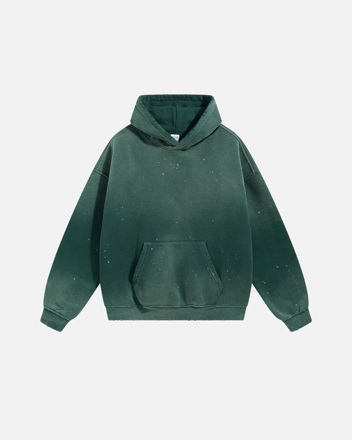 Acid-washed hooded sweatshirt with long sleeves and front kangaroo pocket