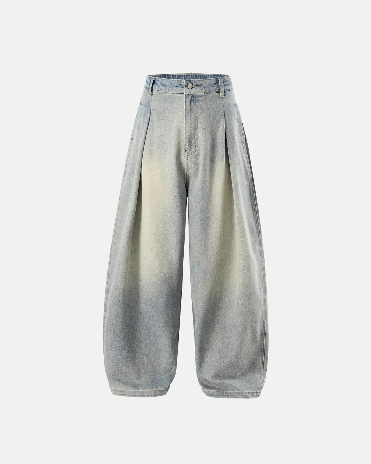 Super baggy acid washed jeans with pleated front and wide legs