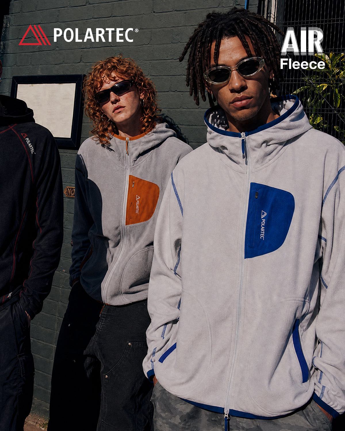 Unisex long-sleeve zip-up hoodie with hood, contrast trim and three front pockets