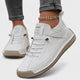 Women's lace-up casual sneakers with ankle strap, stitched panels and textured sole