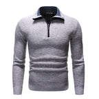 Men's textured half-zip jumper with turn-down collar
