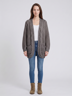 Women's oversized cable knit cardigan with front pockets