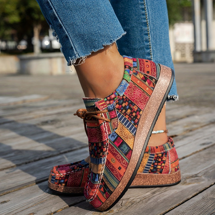 Women's multicolour patchwork sneakers with geometric panels