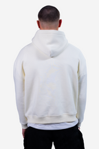 Men's off-white logo hoodie with drawstring hood and kangaroo pocket