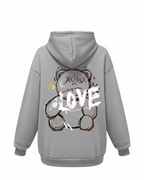 Unisex oversized hooded sweatshirt with illustrated LOVE graphic on the back