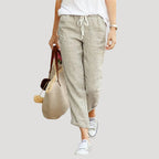 Women's relaxed cropped trousers with elastic drawstring waist