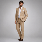Men's slim fit two piece suit with button blazer and long trousers
