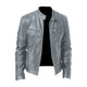 Men's zip front biker jacket with stand collar and zipped pockets