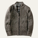 Men's chunky textured knit jacket with zip fastening and ribbed trims