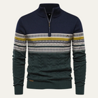 Men's Fair Isle quarter-zip sweater with cable-knit detail