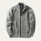 Men's chunky textured knit jacket with zip fastening and ribbed trims