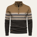 Men's Fair Isle quarter-zip sweater with cable-knit detail
