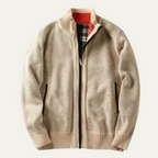 Men's chunky textured knit jacket with zip fastening and ribbed trims