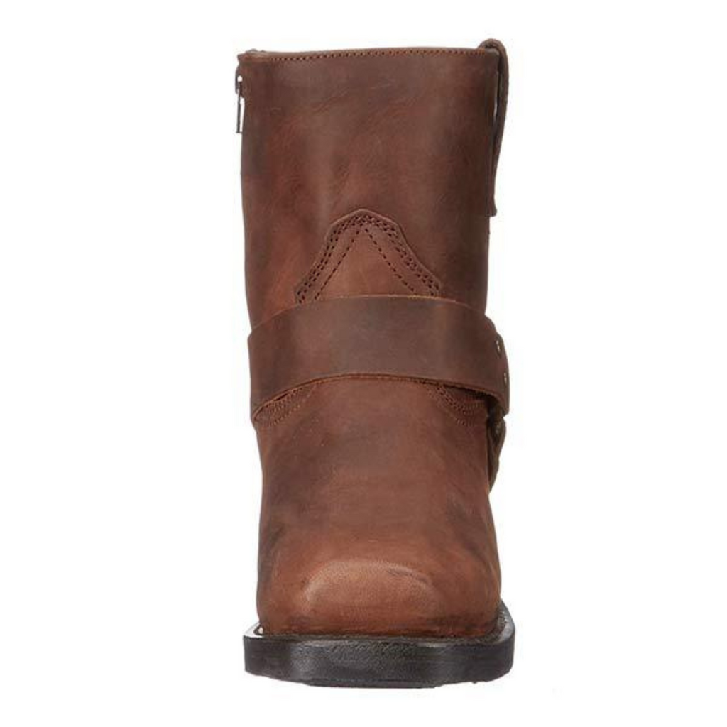 Men's cowboy boots with western strap detailing and low block heels