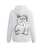 Unisex oversized hooded sweatshirt with illustrated LOVE graphic on the back