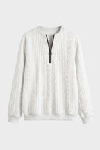Women's textured zip neck jumper with long sleeves and ribbed trims