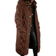 Women's longline hooded cable knit cardigan with button front