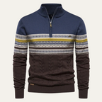 Men's Fair Isle quarter-zip sweater with cable-knit detail