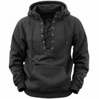 Men's lace-up hooded sweatshirt with long sleeves and kangaroo pocket