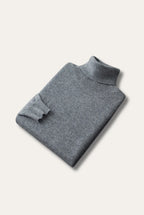 Men's plain turtleneck sweater with ribbed collar and long sleeves