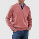Men's quarter zip mock neck jumper with long sleeves and ribbed trims