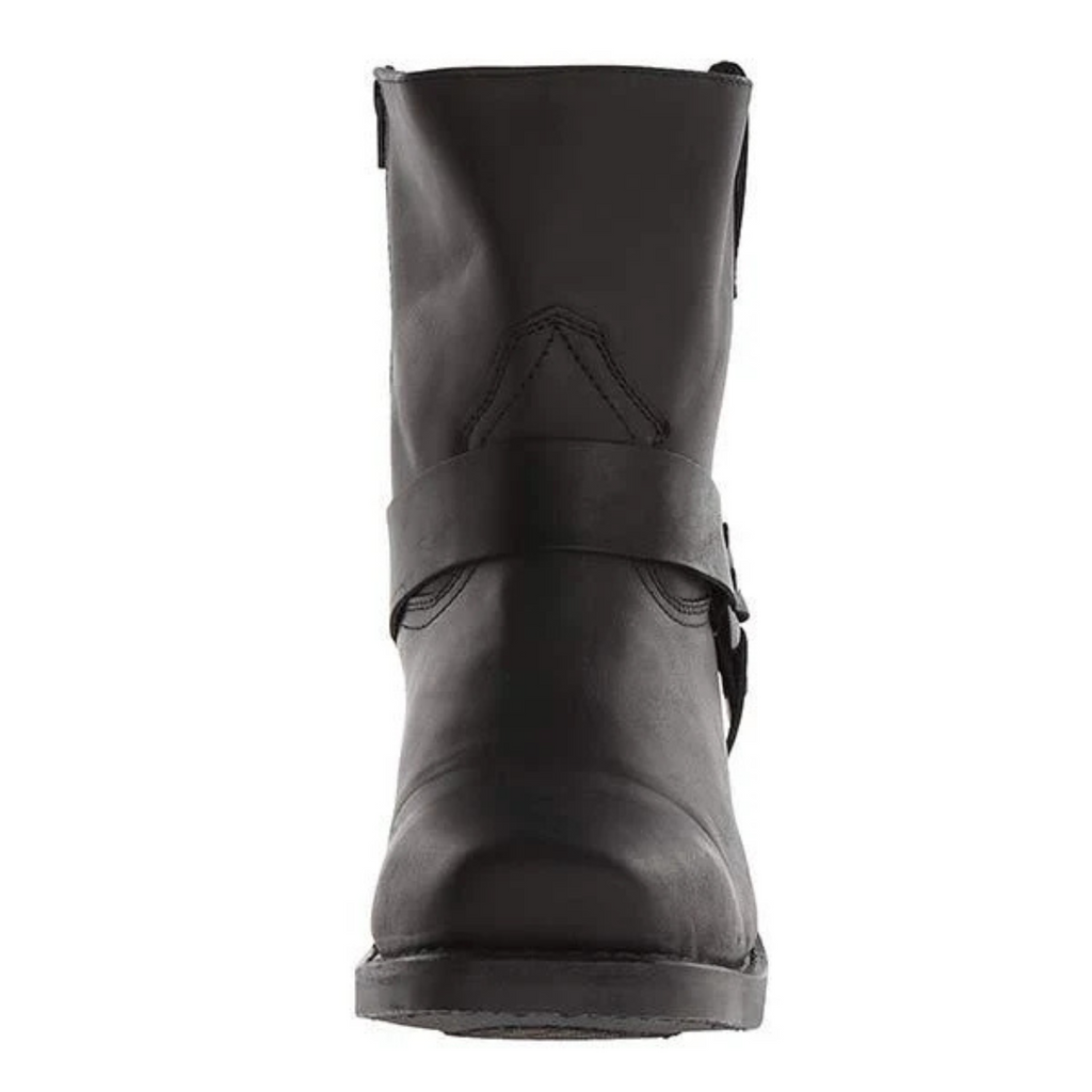 Men's cowboy boots with western strap detailing and low block heels