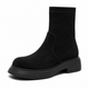 Women's suede-like ankle boots with round toes and low block heels