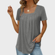 Women's short-sleeve pleated blouse with square neckline