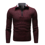 Men's textured half-zip jumper with turn-down collar