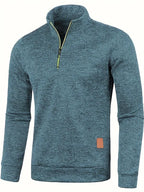 Men's textured half-zip jumper with stand collar and long sleeves