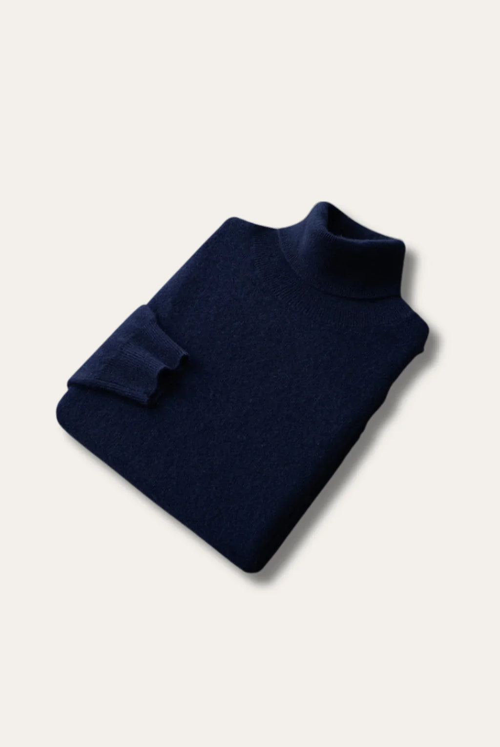 Men's plain turtleneck sweater with ribbed collar and long sleeves