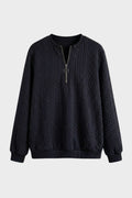 Women's textured zip neck jumper with long sleeves and ribbed trims