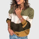 Women's striped crew neck sweater with long sleeves and relaxed fit