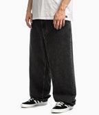 Men's baggy wide-leg jeans shown in black and light blue washes
