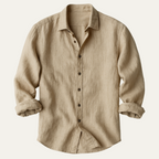 Men's long sleeve textured shirt with pointed collar and button front