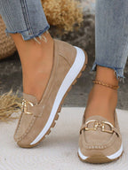 Women's loafers with gold chain detail and thick sole