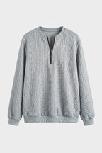 Women's textured zip neck jumper with long sleeves and ribbed trims