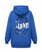 Unisex oversized hooded sweatshirt with illustrated LOVE graphic on the back