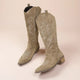 Embroidered women's cowboy boots with pointed toes and low heels