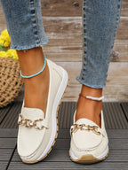 Women's loafers with gold chain detail and thick sole