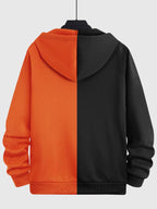 Men's two-tone graphic zip-up hoodie with drawstring hood and front pockets