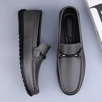 Slip-on loafers with square toes and metal bit detail