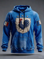 Men's oversized hoodie with French rooster graphic and pouch pocket