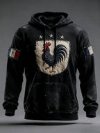 Men's oversized hoodie with French rooster graphic and pouch pocket