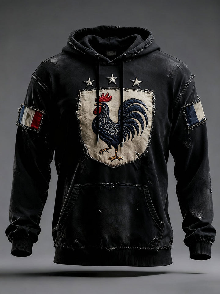 Men's oversized hoodie with French rooster graphic and pouch pocket